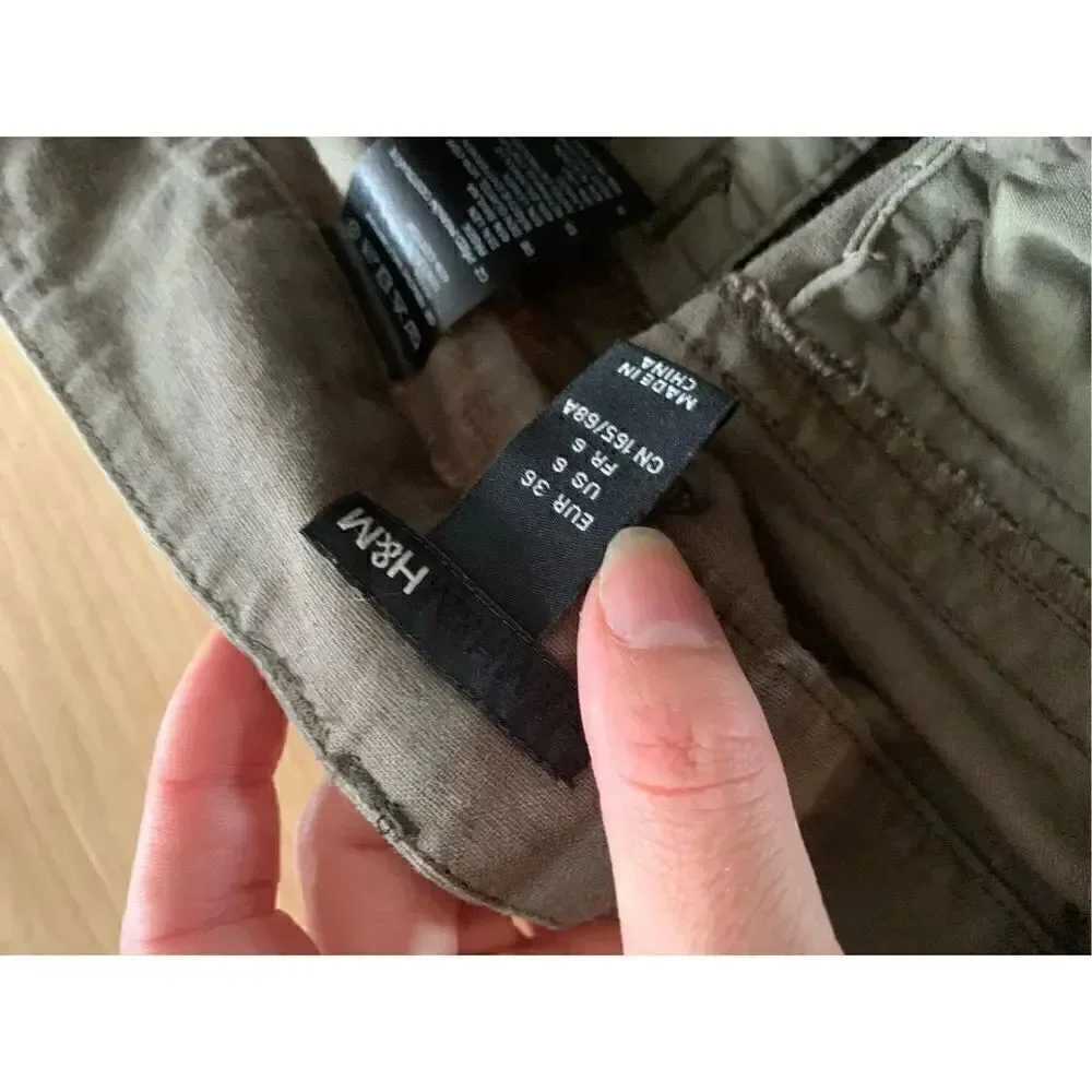 H&M green olive linen pants size 6